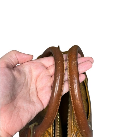 MCM Vintage Cognac Monogram Visetos Boston Bag Coated Canvas, Medium Great Shape - Picture 6 of 9